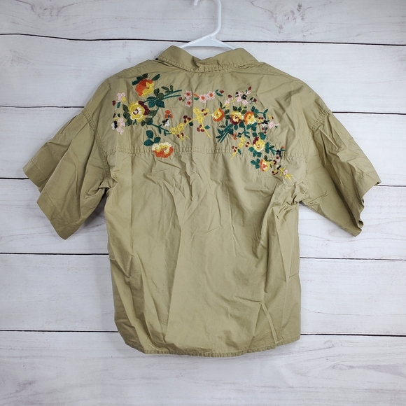 Madewell Tops - Madewell Embroider Safari Front Tie Blouse
